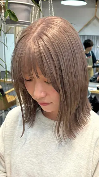 ミディアム カラー オリーブ/縮毛♡ Natsuno🩰のヘアスタイル