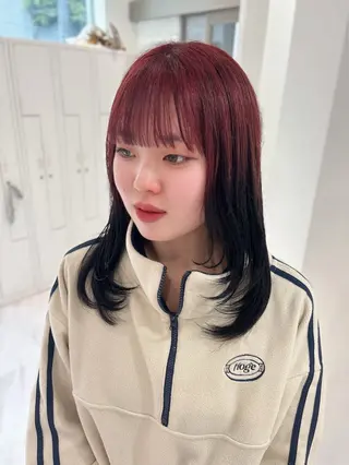 セミロング カラー SAYAKA 🍒／ボブ／暖色のヘアスタイル