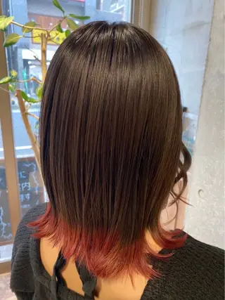 ミディアム カラー 艶カラー/縮毛矯正/ 鴨川育弥のヘアスタイル