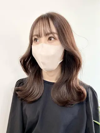 セミロング カラー パーマ ヘアアレンジ メンズ キッズ ネイル マツエク・マツパ アイブロウ 韓国風×透明感カラー 髪質改善オタベシンヤのヘアスタイル