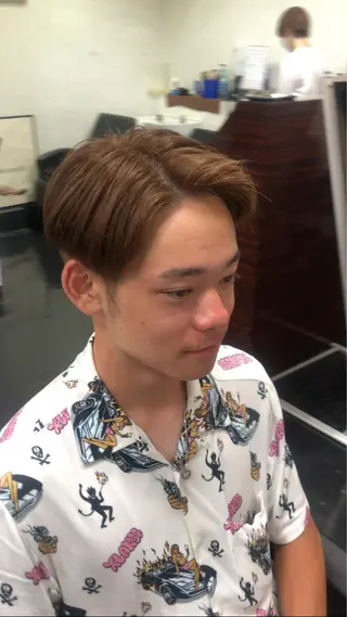 ミディアム カラー メンズ 段下 航一郎のヘアスタイル