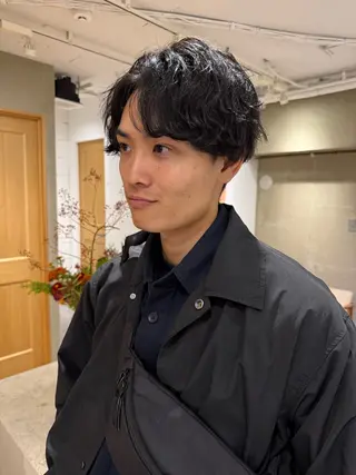 ミディアム パーマ メンズ シャドウパーマ 田形清流のヘアスタイル
