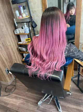 セミロング カラー Lull1人美容室 バレイヤージュのヘアスタイル