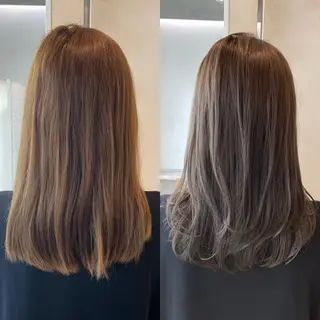 セミロング カラー 顔まわりカット🌟 くびれヘア/寺門遥輝のヘアスタイル