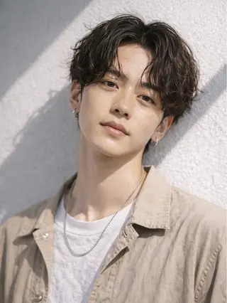 ショート カラー パーマ ショート　ボブ メンズ　パーマのヘアスタイル