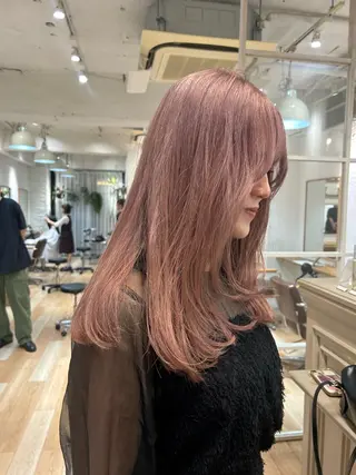 セミロング カラー じゅわっと暖色カラー 🍊Moemiのヘアスタイル