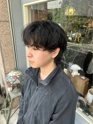 ショート パーマ メンズ 清水千優/パーマ/透 明感カラー/メンズのヘアスタイル