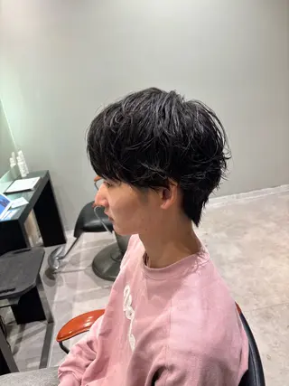 ミディアム パーマ メンズ メンズ特化／韓国風 /江戸谷大晴のヘアスタイル