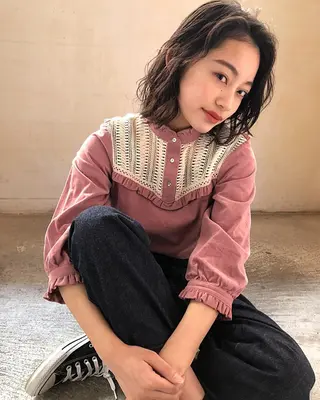 ミディアム カラー emme エミィ/立川のヘアスタイル