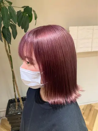 カラー 矯正パーマ、ベージュ ボブカット🫧のヘアスタイル