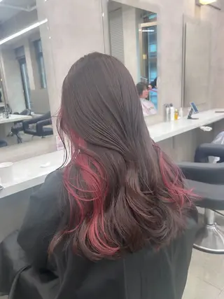 ロング カラー パーマ ヘアアレンジ メンズ キッズ ブリーチなしカラー/ ブラウン/レイヤーのヘアスタイル
