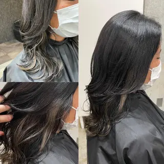 セミロング カラー 韓国風レイヤー ハイトーンRYOTAのヘアスタイル