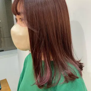 ミディアム カラー パーマ ヘアアレンジ 🍒透明感カラー/ emiri🍒のヘアスタイル