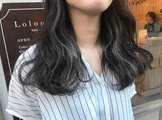 セミロング カラー パーマ ヘアアレンジ 韓国♡ハイライト ♡YURIのヘアスタイル