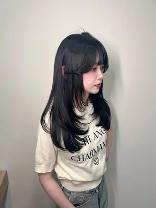 ロング カラー YUI レイヤー/韓国ヘアのヘアスタイル