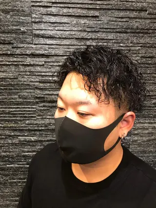ミディアム パーマ メンズ 野川 純麗のヘアスタイル