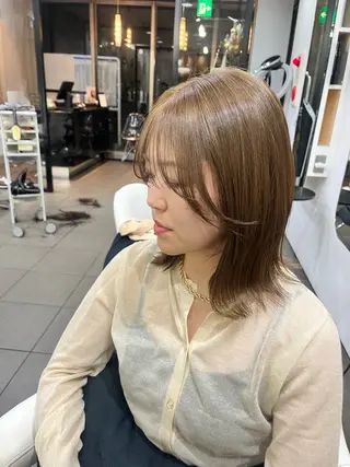 ミディアム カラー 韓国風ボブ/レイヤー ヨネヤマツムギのヘアスタイル