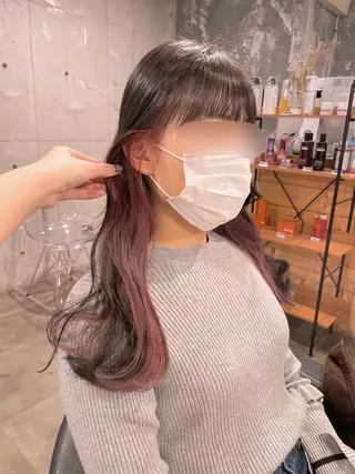 ロング カラー ヘアアレンジ メンズ キッズ ネイル マツエク・マツパ アイブロウ 透明感カラー・レイヤ ー🎀amika🎀のヘアスタイル