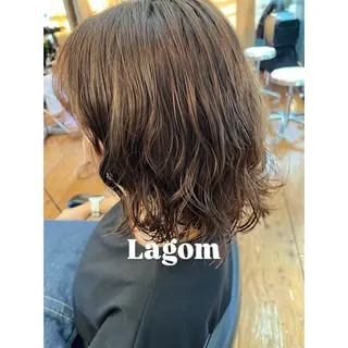 ミディアム カラー パーマ Lagom なかだのヘアスタイル