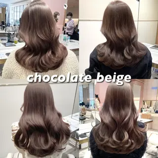 セミロング カラー ヘアアレンジ 🤎小顔レイヤー /ベージュ🤎友香のヘアスタイル