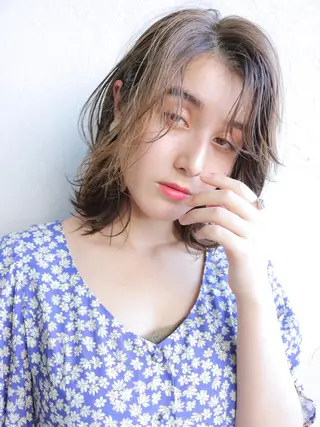 ミディアム カラー パーマ ヘアアレンジ ITbyALBUM 中野店のヘアスタイル