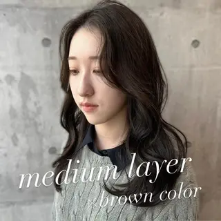 ミディアム カラー 韓国𝐻𝑎𝑖𝑟 🇰🇷🖤ハラのヘアスタイル