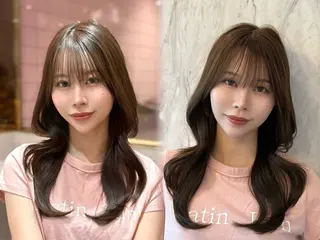 ロング カラー パーマ ヘアアレンジ メンズ キッズ 新宿/小顔レイヤー/ 顔まわり/西慶太朗のヘアスタイル