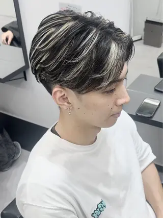 ショート カラー メンズ 曲がる縮毛矯正 LIBER 　岩名のヘアスタイル