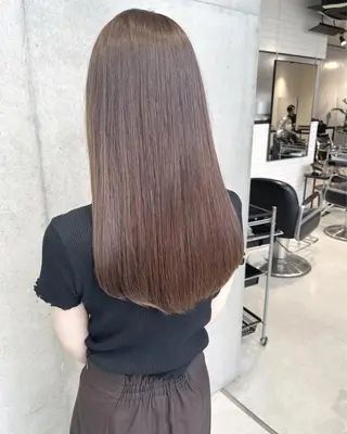 ロング カラー パーマ 透明感/オリーブ/ グレージュ/YUKAのヘアスタイル