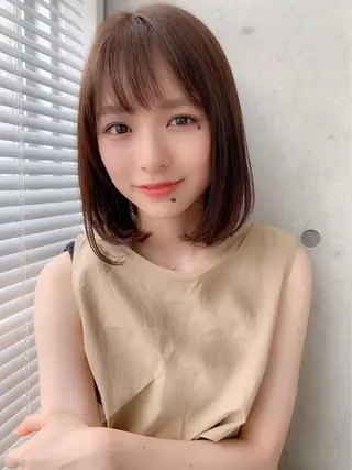 ミディアム カラー 赤み消し韓国ヘア レイヤー縮毛🤍渡邉のヘアスタイル