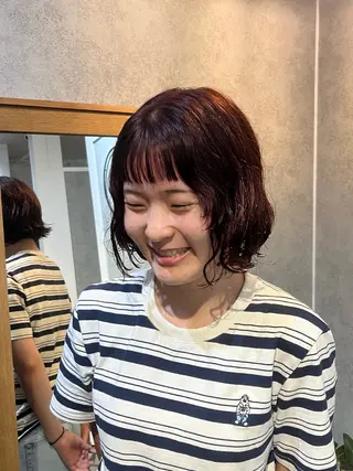 ショート カラー パーマ 暖色カラー/パラッと Bob/モエのヘアスタイル