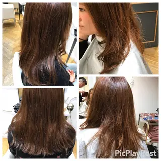 セミロング パーマ 乾かすだけで艶髪酸性 ストレート髙橋悠耶のヘアスタイル
