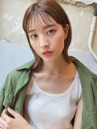 ミディアム ✨色持ちの良い艶 カラー✨蟹江真世のヘアスタイル