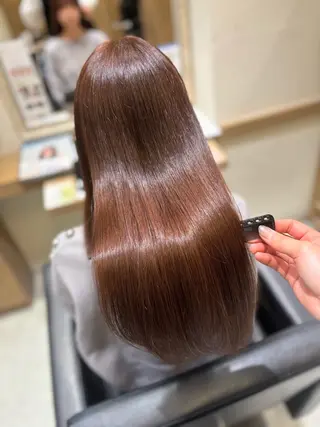 ロング 透明感グレージュ/ 縮毛矯正/静岡のヘアスタイル