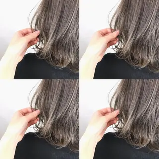 ミディアム カラー 韓国レイヤーカット/ ダブルカラーのヘアスタイル