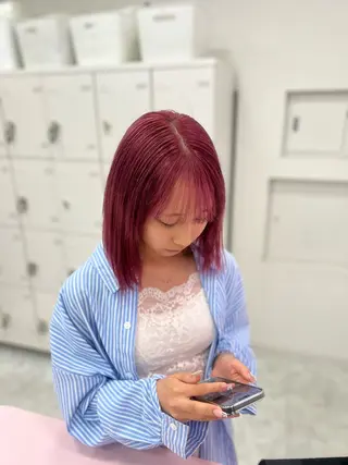 ミディアム カラー 💖似合わせカラー レイヤー💖縮毛矯正のヘアスタイル