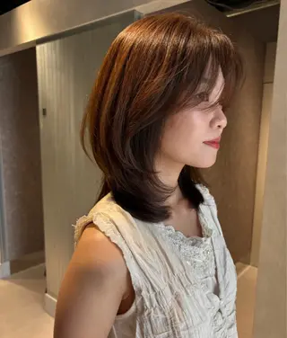 ミディアム カラー risako🇰🇷 韓国ヘア/レイヤーのヘアスタイル