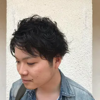 ショート カラー パーマ メンズ ニュアンスパーマ/ レイヤー/茶屋町のヘアスタイル