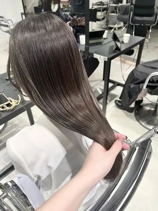 ロング カラー パーマ ヘアアレンジ 透明感/オリーブ/ グレージュ/YUKAのヘアスタイル