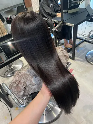ロング カラー パーマ ヘアアレンジ 透明感/オリーブ/ グレージュ/YUKAのヘアスタイル