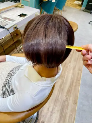 ショート カラー 縮毛矯正 髪質改善 韓国風レイヤー 吉田のヘアスタイル