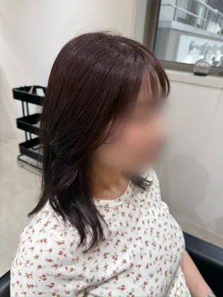 セミロング カラー 🪽ラベンダーカラー 暗髪透明感🪽レイナのヘアスタイル