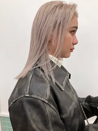 ミディアム カラー ムード造るハイトーン ケアブリーチ/ユウキのヘアスタイル