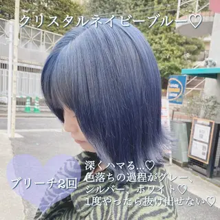 ミディアム カラー ヘアアレンジ TAKUMAブリーチ /切りっぱなし🪽のヘアスタイル