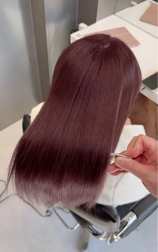 ミディアム 縮毛矯正クロスパーマ 益子達也のヘアスタイル