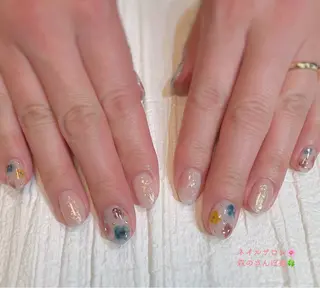 ネイル ショートネイル 森のさんぽ道のネイルデザイン