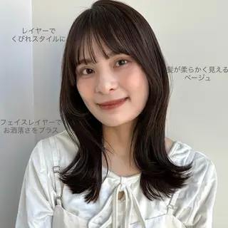 ミディアム 似合わせ/ベージュ /レイヤー/りほ🤍のヘアスタイル