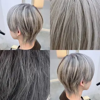 ミディアム カラー メンズ ☁️ケアブリーチ￤ ウルフ￤Shioriのヘアスタイル