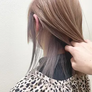 ミディアム カラー パーマ ヘアアレンジ メンズ キッズ ネイル マツエク・マツパ アイブロウ 切りっぱなしヘアボブ ミディアムヘアRYOのヘアスタイル