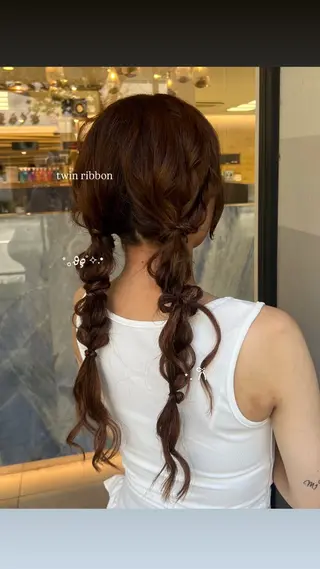 セミロング ヘアアレンジ ふわモテ/艶カラー yuki♡♡のヘアスタイル